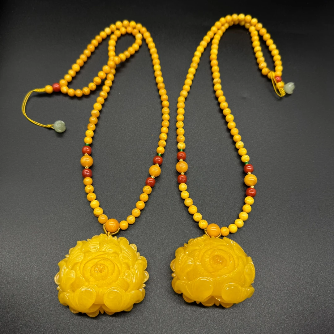 【景旺】51mm+蜜蜡牡丹花套链D款43g@多样性只发其中一件