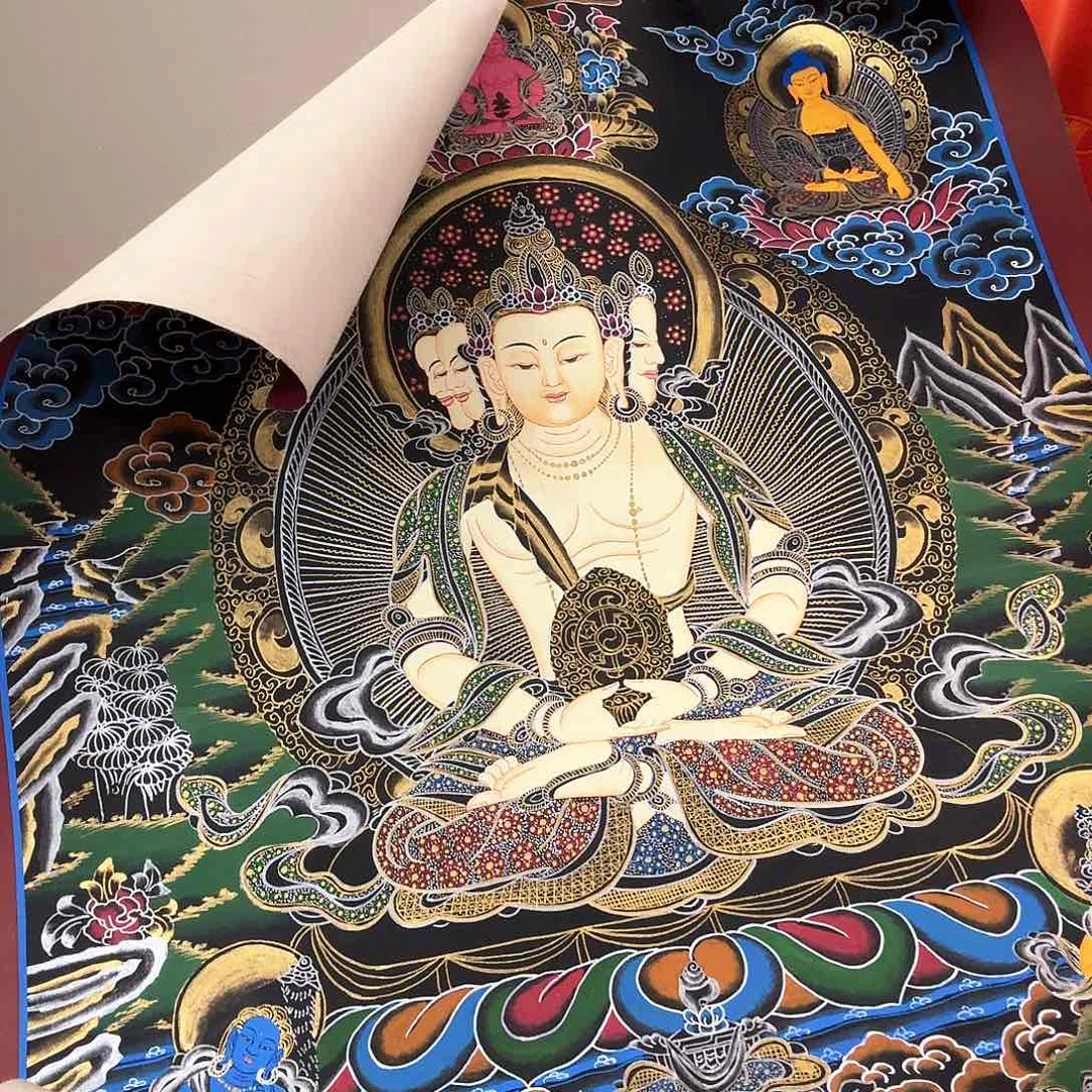 吊坠60×45尺寸纯手绘大日如来唐卡