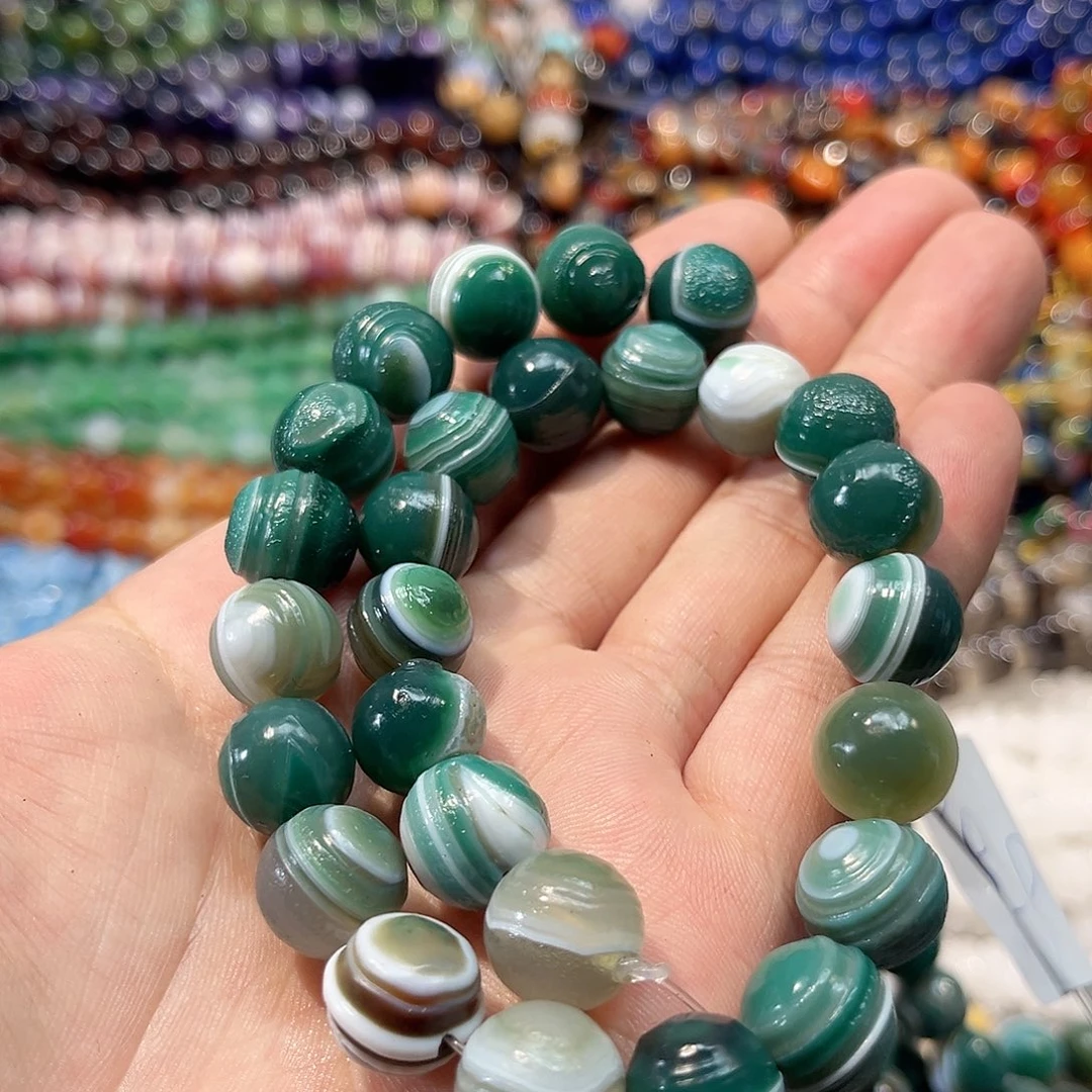 玛瑙/玉髓合金珠宝半成品手工螺纹橘皮玛瑙一条12mm