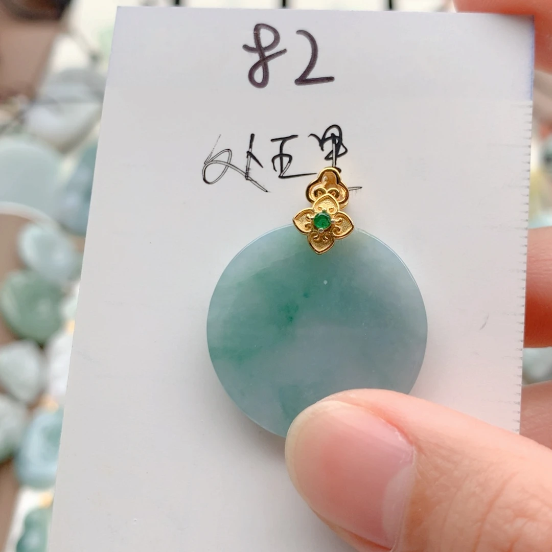 翡翠银S925镀金镶嵌颈饰吊坠