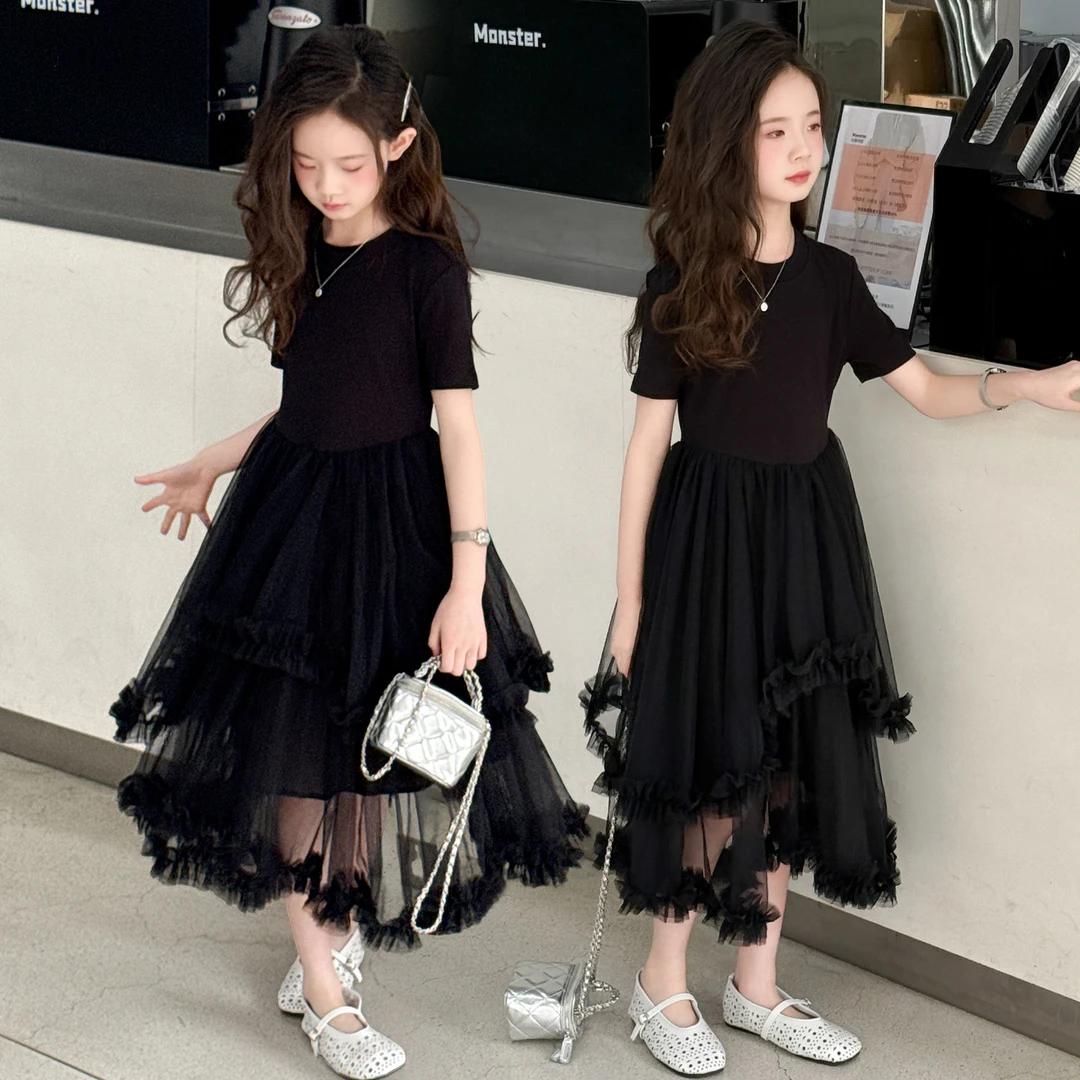 女童连衣裙夏装2025新款儿童洋气赫本风公主裙中大童女孩夏季裙子