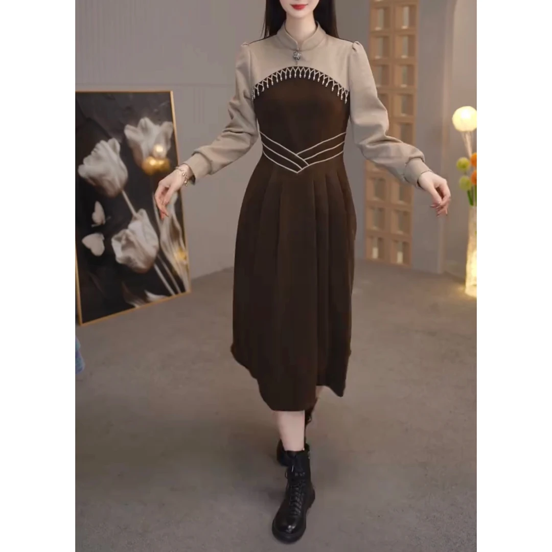 【宠粉定制】A1139图片色连衣裙优雅气质时尚收腰显瘦秋冬设计感