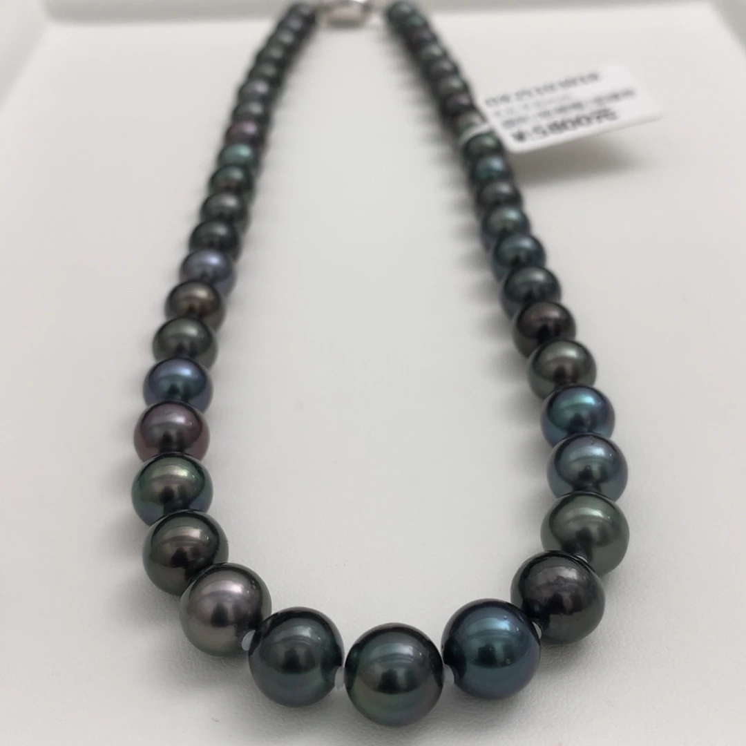 海水珍珠颈饰未镶嵌8.6-9.8mm黑珍珠项链