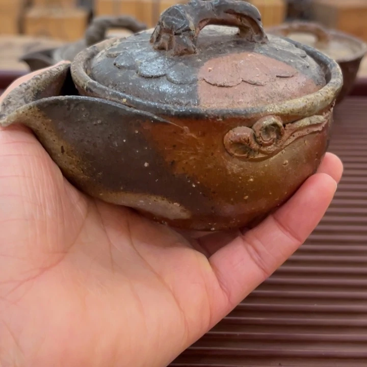 风***淡备前烧作品平川正二微瑕掉皮