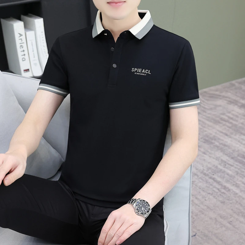 2025男装丝光棉短袖polo衫短袖男t恤潮牌男装短袖t恤