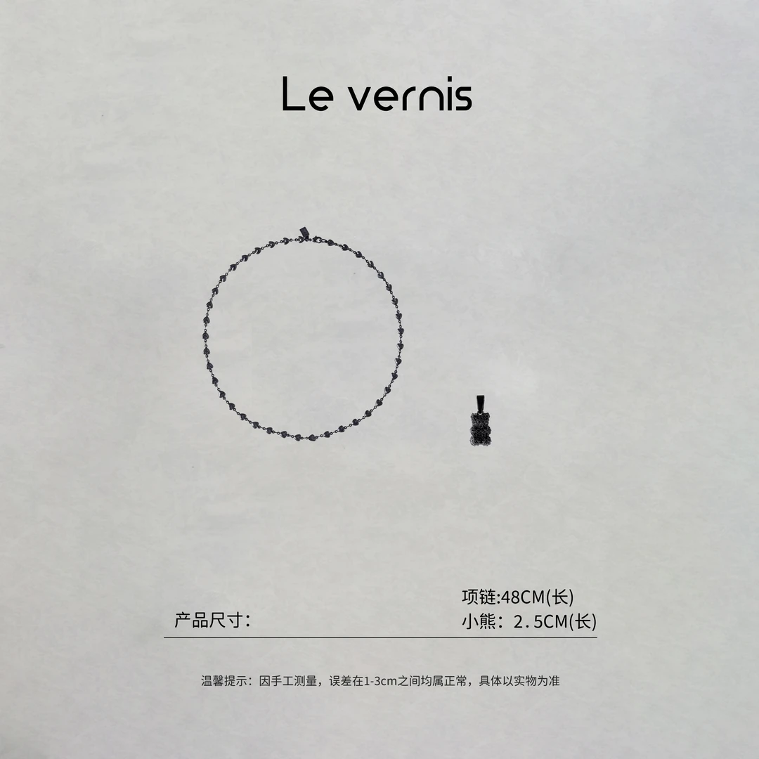 铜合金项链 格格【情人节】满满的爱心黑色爱心项链(配黑色全钻熊)