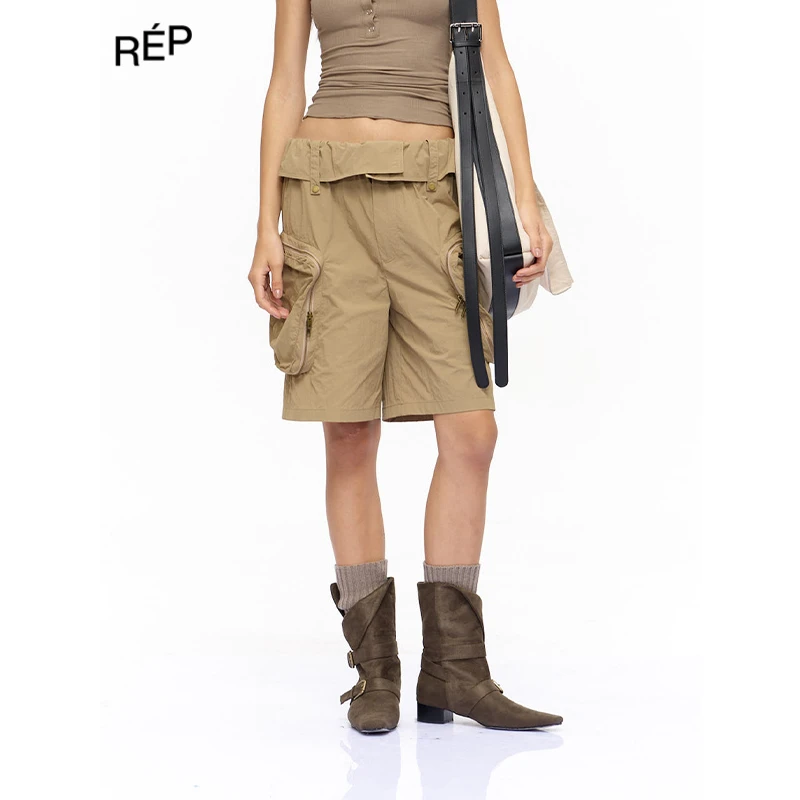 REP-CNLEEWEI设计师品牌卡其色翻边工装中裤 25FW女装秋冬新品