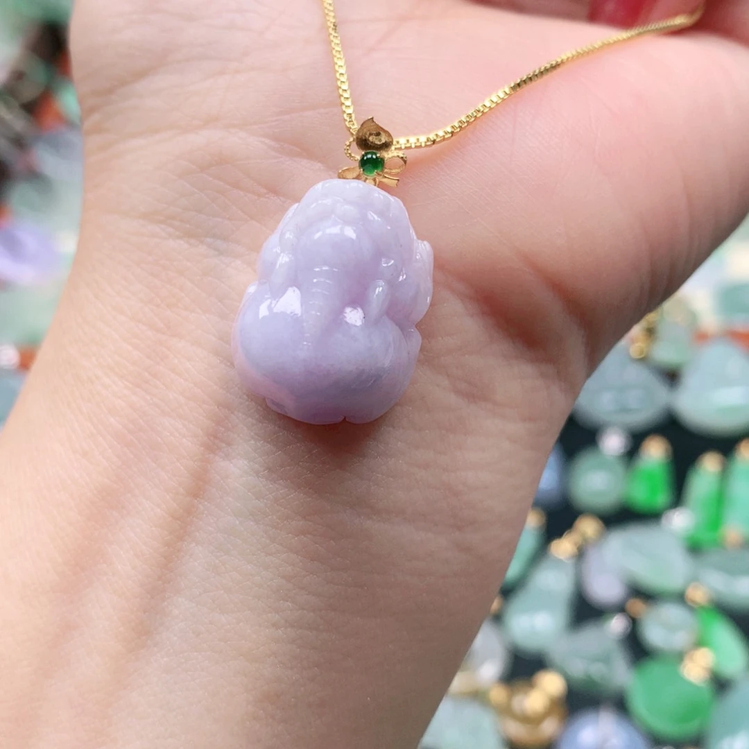 吊坠(不含链)18K金镶嵌翡翠