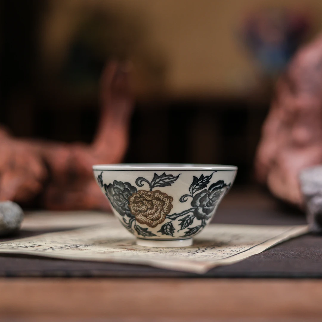 【斋居】釉里金玫瑰单杯（墨冉S0018）