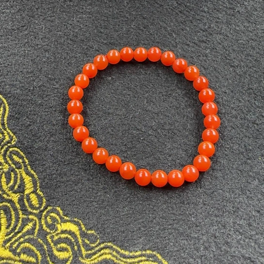 南红玛瑙手串未镶嵌6.5mm圆珠单圈