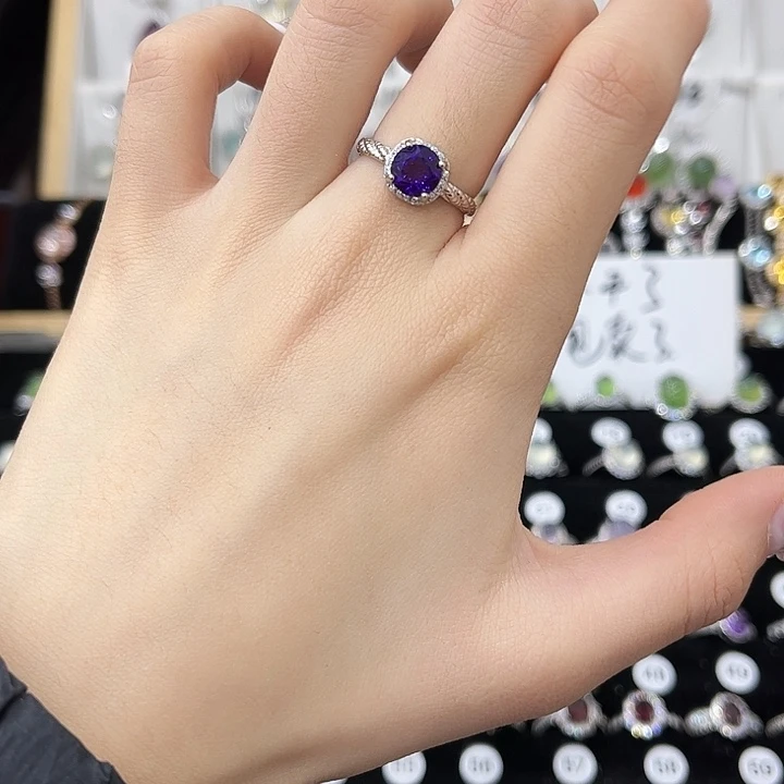 戒指银S925镶嵌紫晶