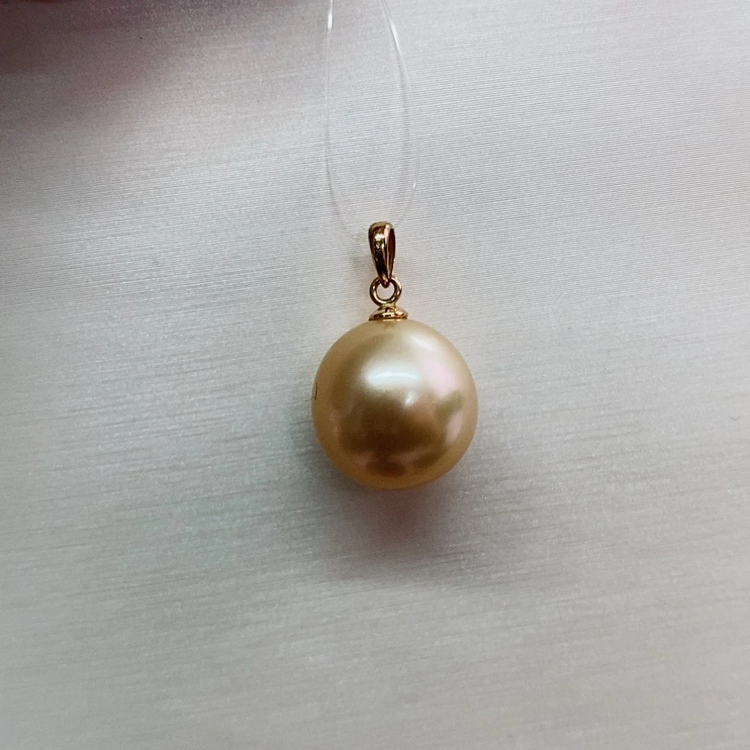 吊坠(不含链)18K金镶嵌海水珍珠12-13