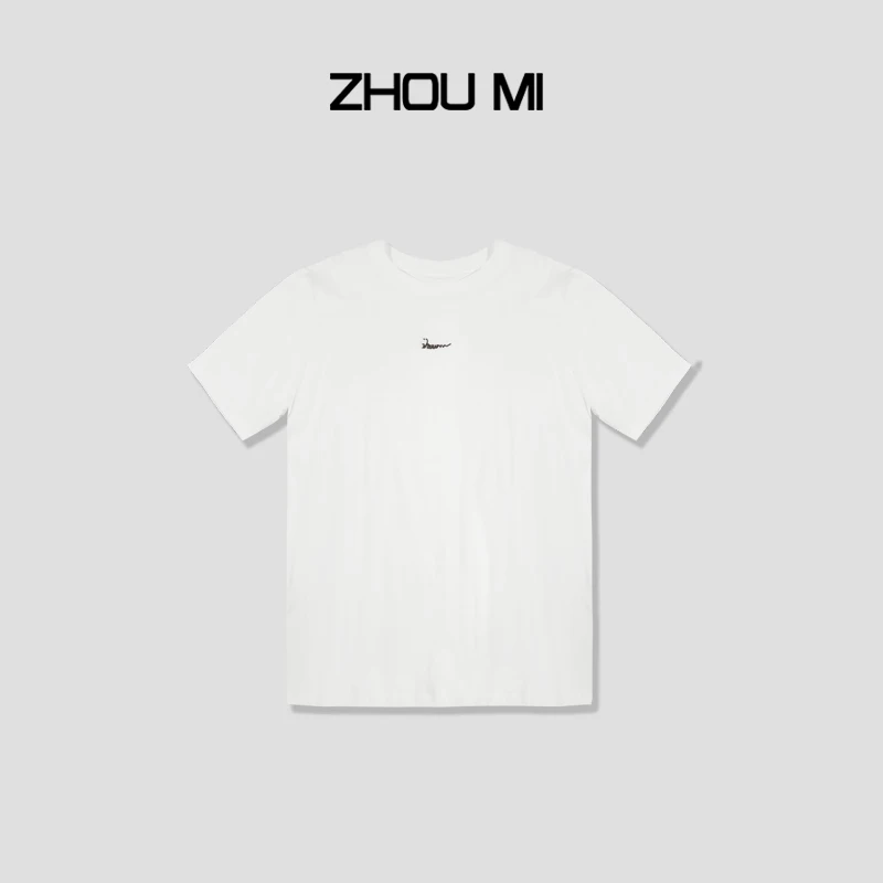 ZHOU MI “与蛇俱进 勇攀高峰” 圆领短袖 宽松绣花针织T恤 ZT1510
