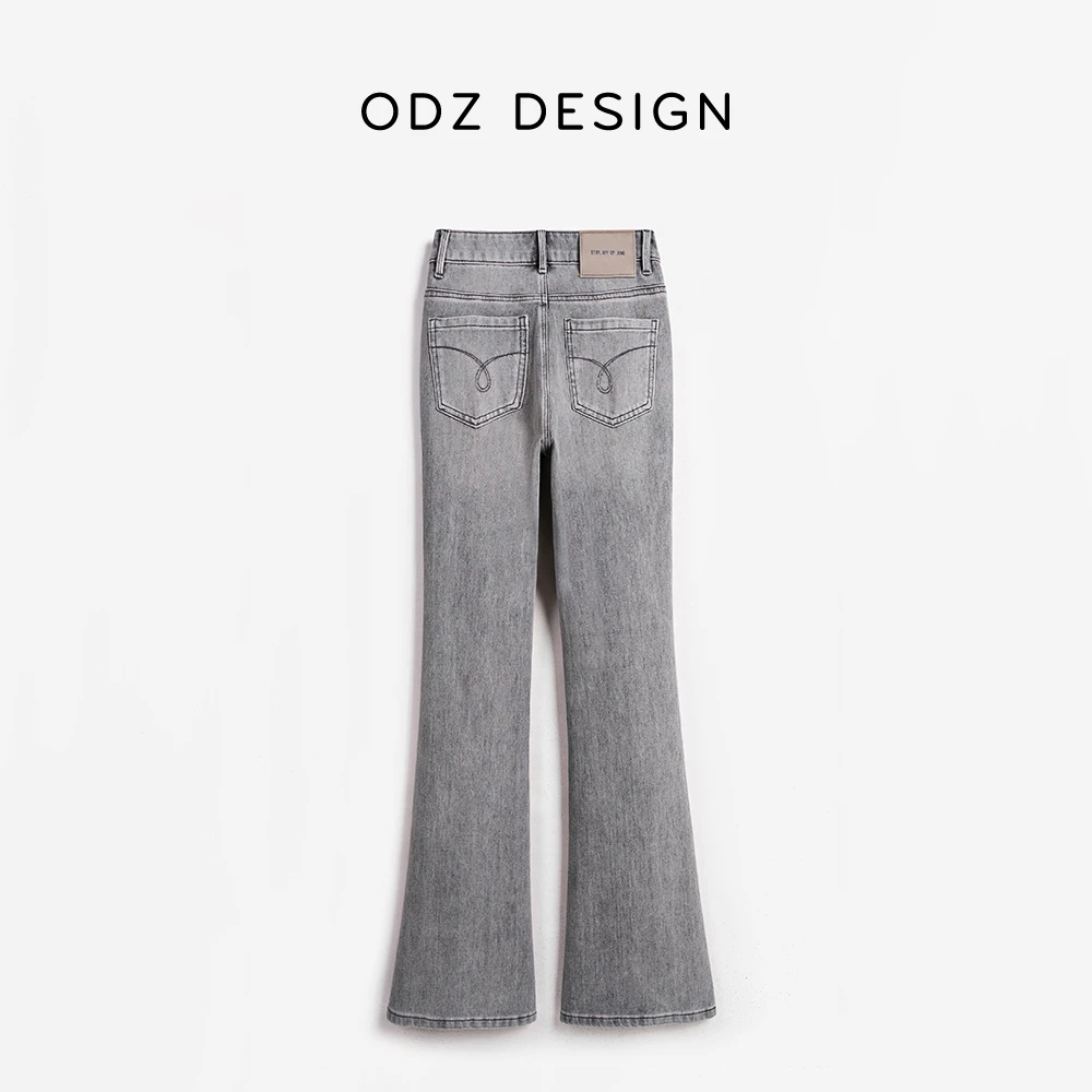 气质女神/冈山微喇牛仔裤女2025新款修身显瘦银狐灰喇叭裤