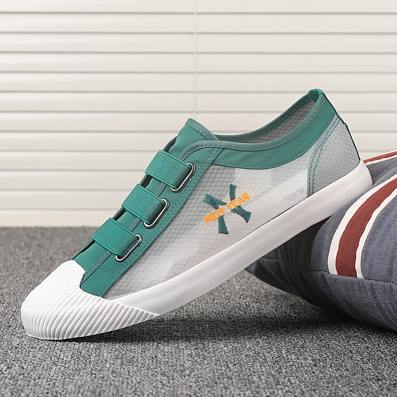 2025夏季男士帆布鞋透气网面休闲鞋舒适软底一脚蹬布鞋男款工作鞋