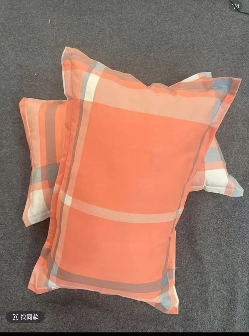 【枕套】春意盎然 粉格 48*74 枕套一对 棉