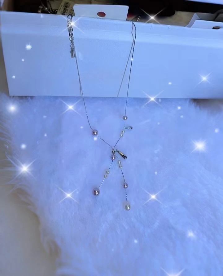 铜合金仿珍珠项链 水滴珍珠项链小众设计感爆棚,  气质风情满满