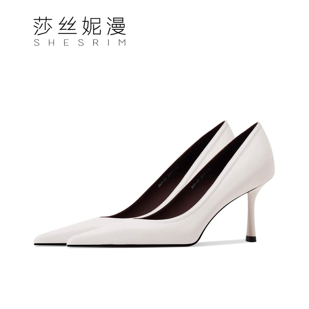2025秋季新款高跟鞋轻奢法式尖头秋冬性感百搭细高跟浅口白色细跟
