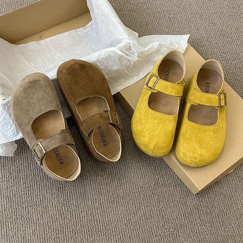 森系复古玛丽珍鞋女2025春夏新款丑萌鞋内增高勃肯鞋厚底浅口单鞋