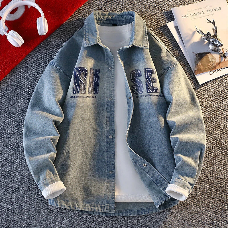 2025春秋季美式复古水洗牛仔外套男宽松潮牌百搭休闲工装夹克2502