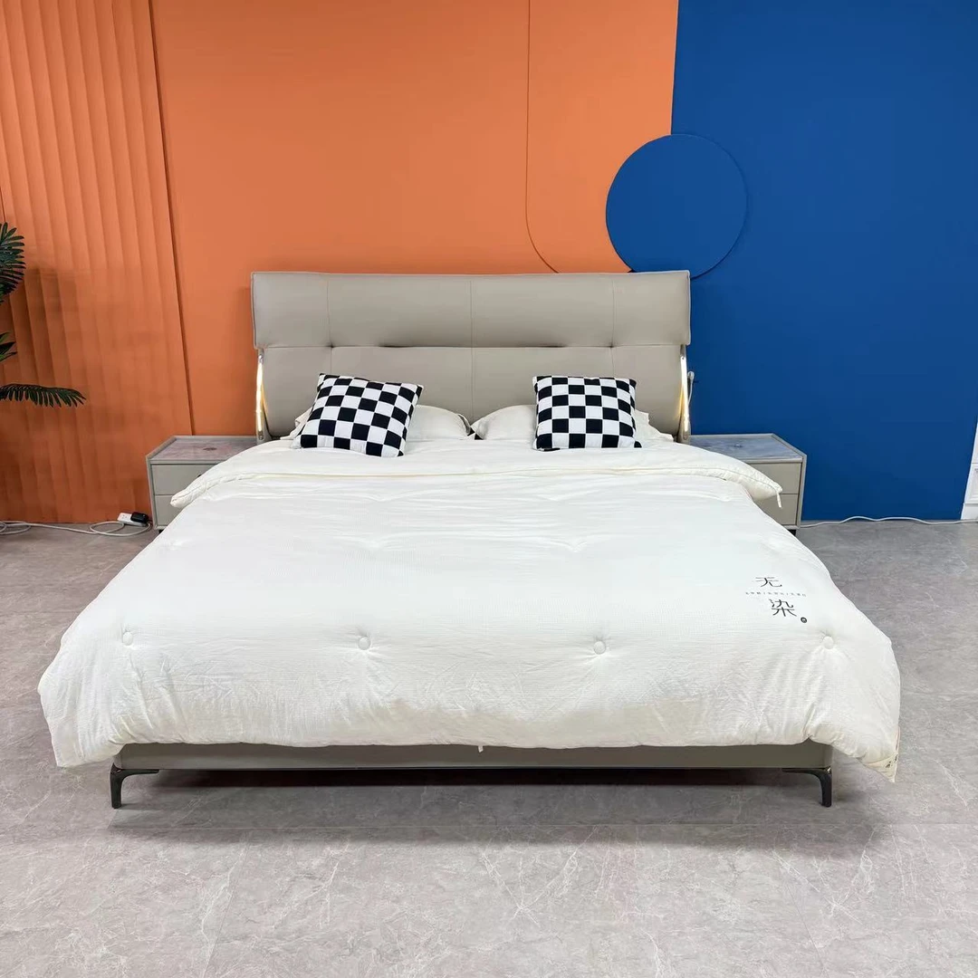 【刘哥甄选】T913-A新款真皮主卧大床简约大气真皮床双人大床