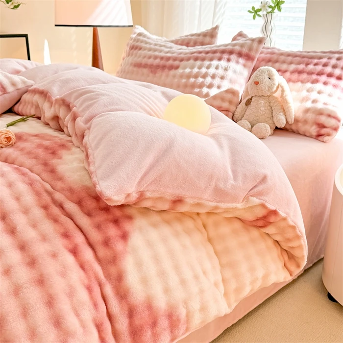 【A类轻奢兔兔绒】消光牛奶绒四件套/高克重仿皮草高端剪花/2*2.3