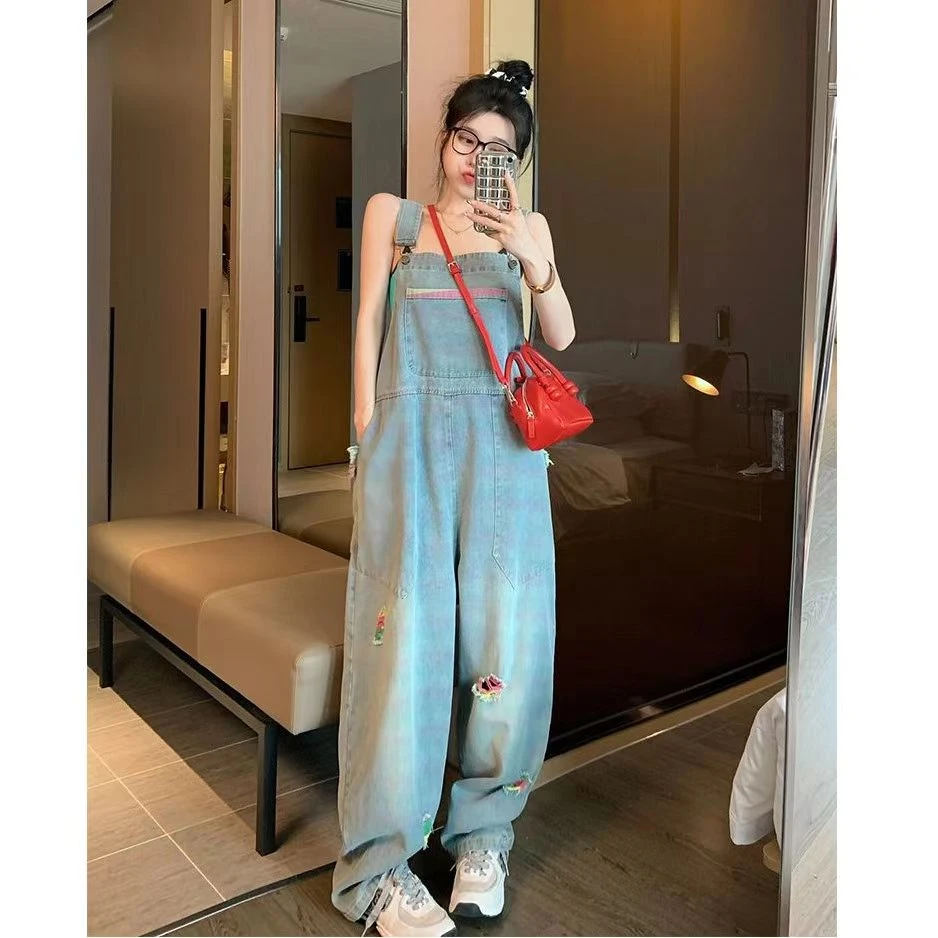 （现货速发）视频颜色为准孕妇牛仔背带裤夏季2025新款洋气时髦高级