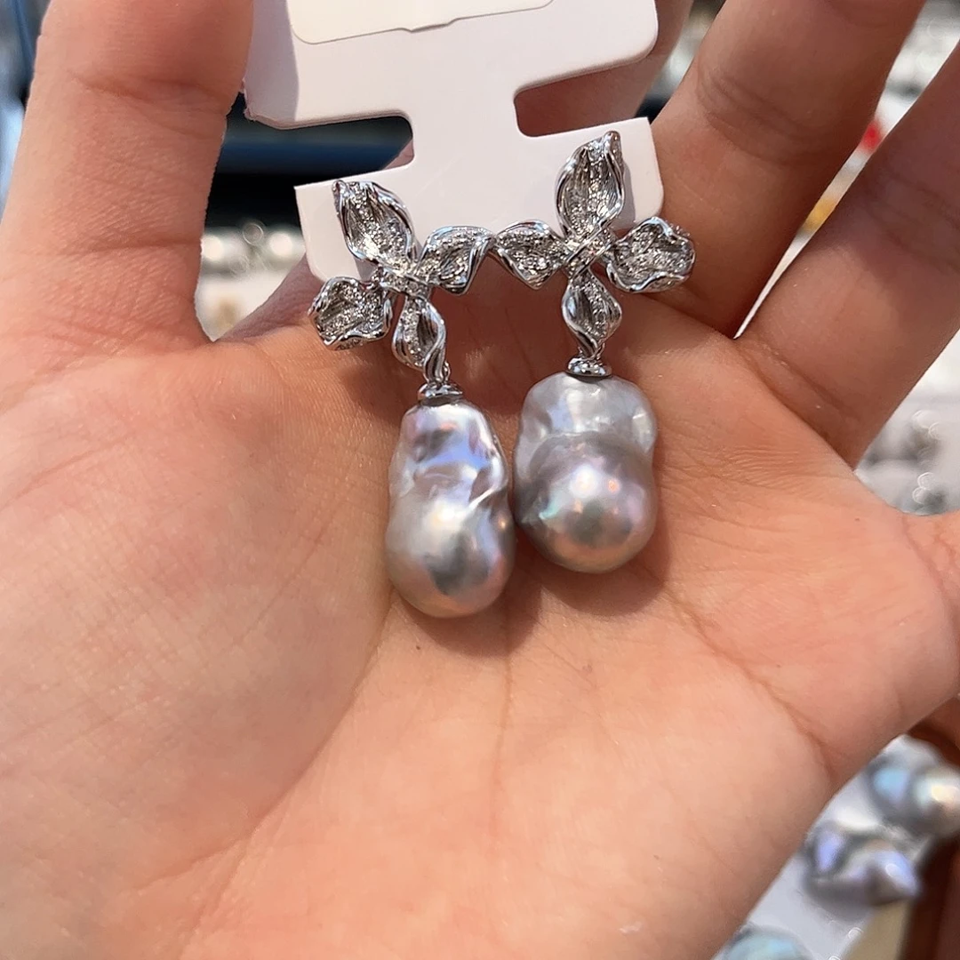 合金淡水珍珠耳饰