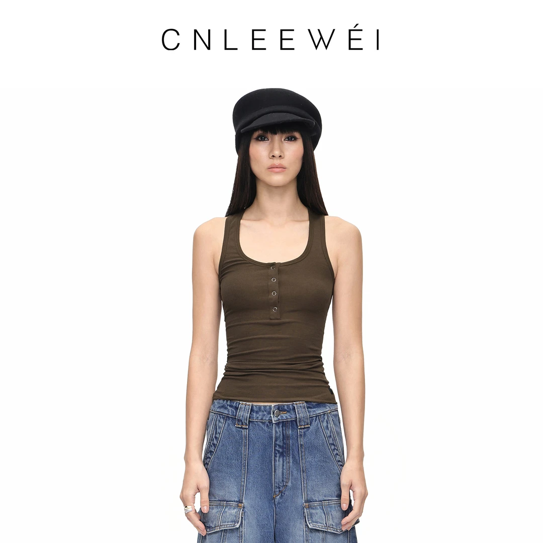 CNLEEWEI2025年秋季新款百搭针织工字背心女设计师品牌