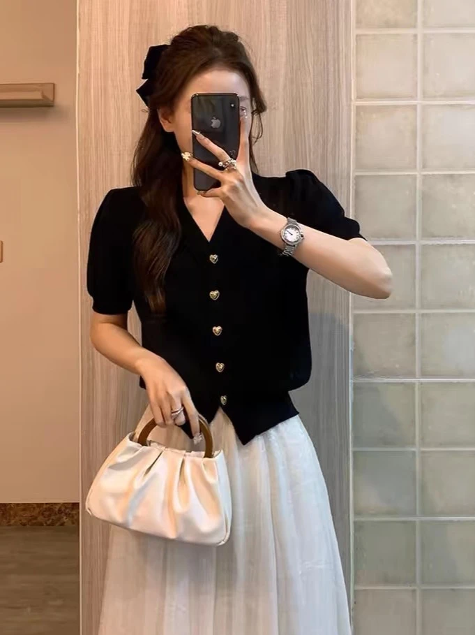 166-167针织衫女短袖设计感夏季气质裙百搭