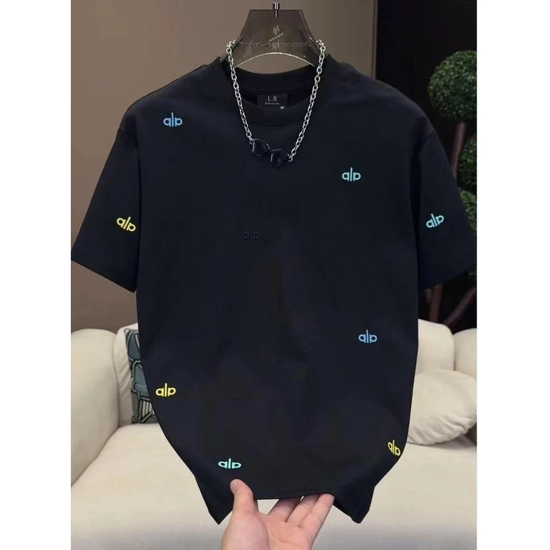 2025夏季新款男士短袖T恤轻奢高级感字母刺绣休闲半袖