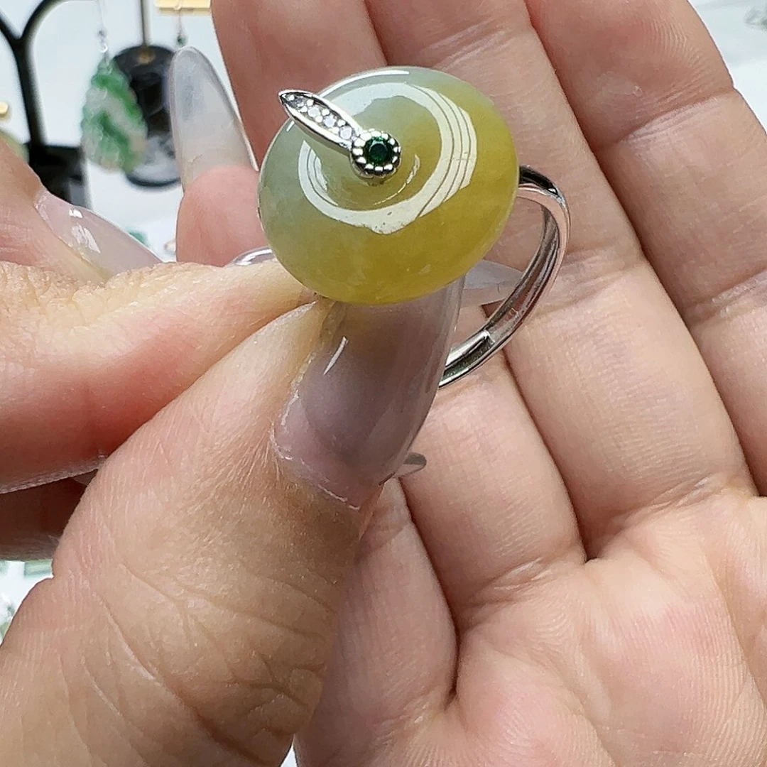 翡翠银S925镶嵌耳饰天然缅甸A货翡翠