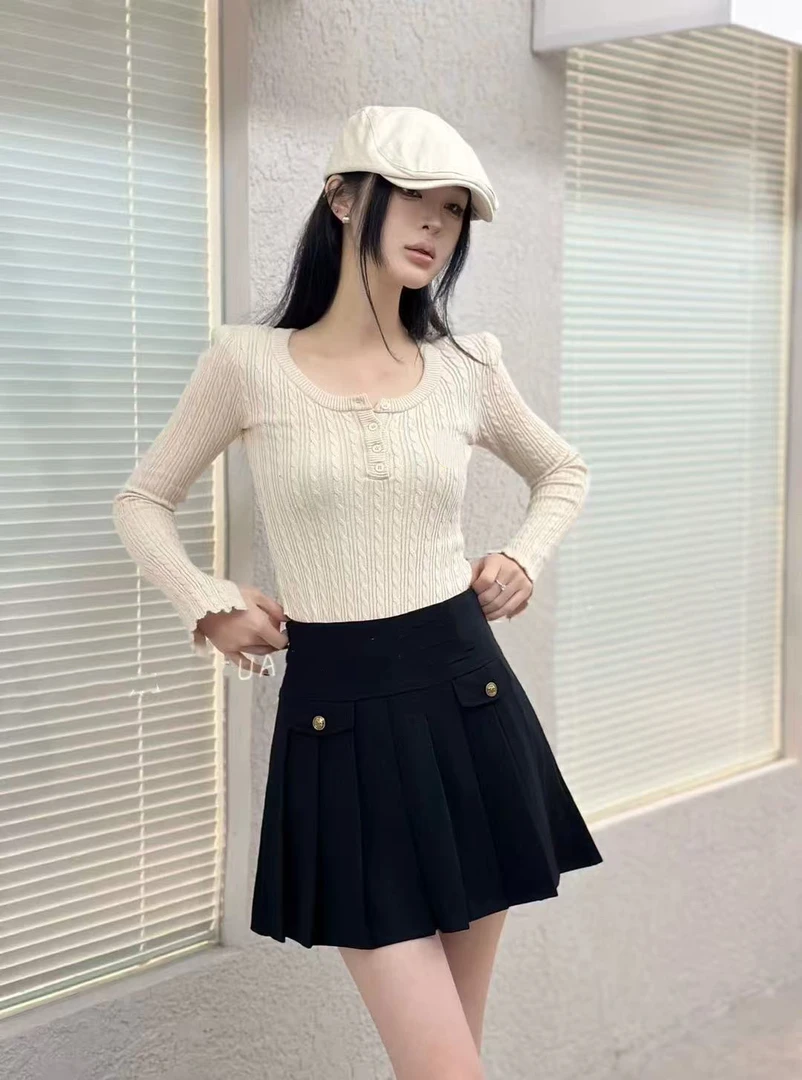 【907】女#黑色休闲百搭半身裙