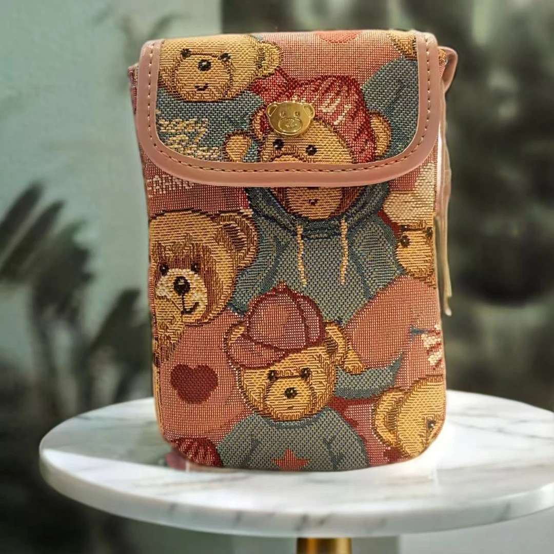 【YOYO】2024新款小包包精致斜跨轻便包-粉色-小熊手机包-（ZJ）