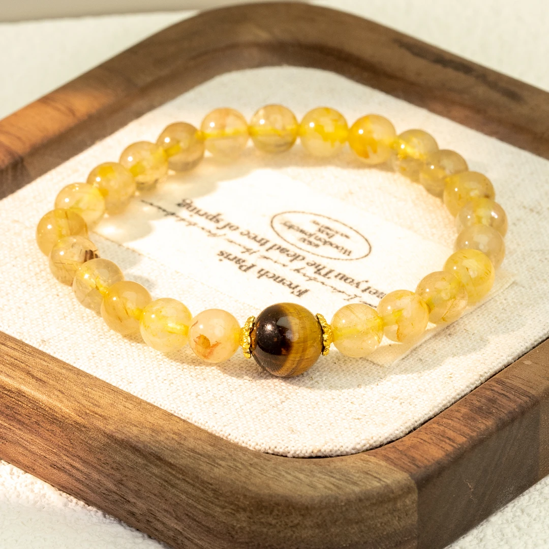 天然金发晶金虎眼成品设计款手链女手串 AA018029