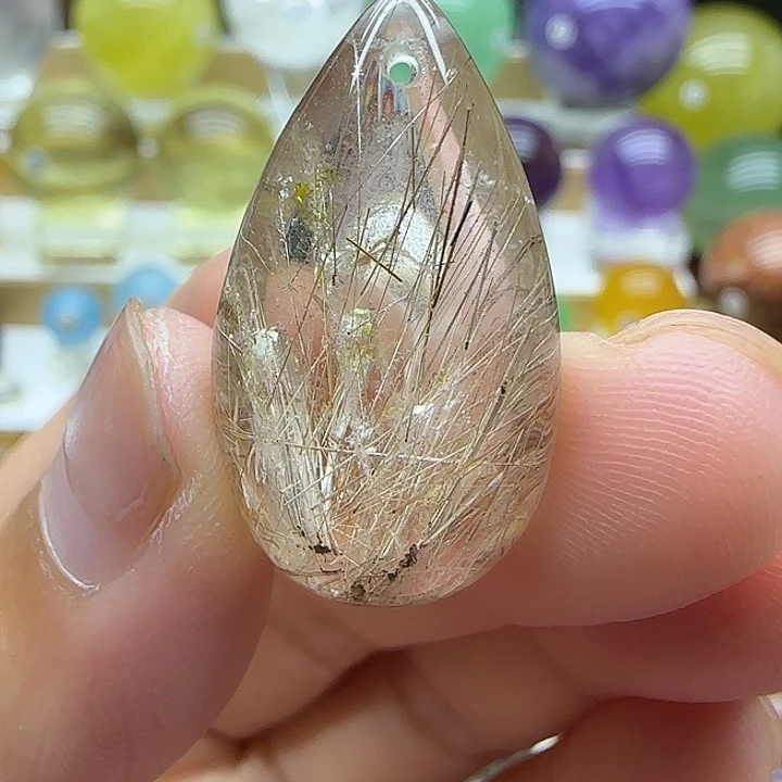 未镶嵌珠宝半成品水晶高29.3mm金发晶