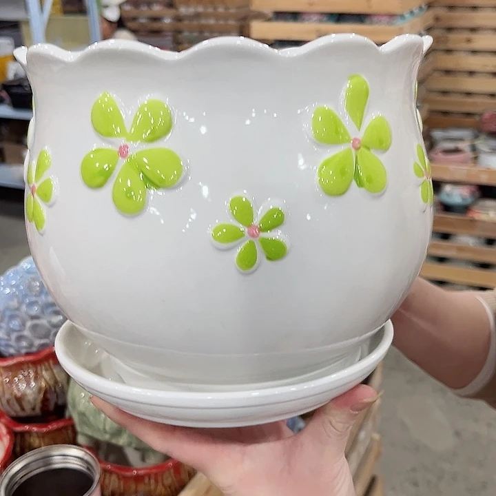 陶瓷陶瓷花盆有带冰裂效果