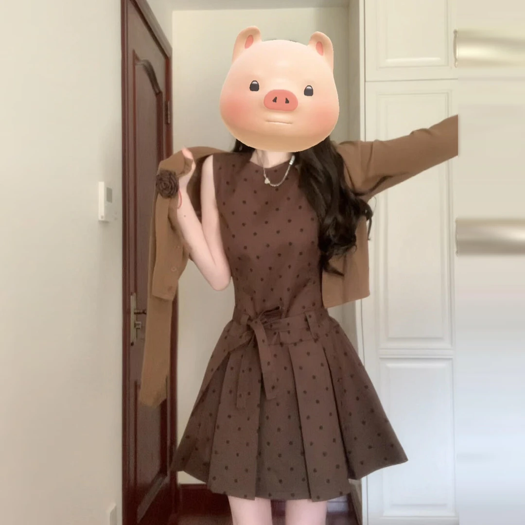 小众设计感背心连衣裙女秋季2025新款温柔风早秋韩系穿搭一整套装