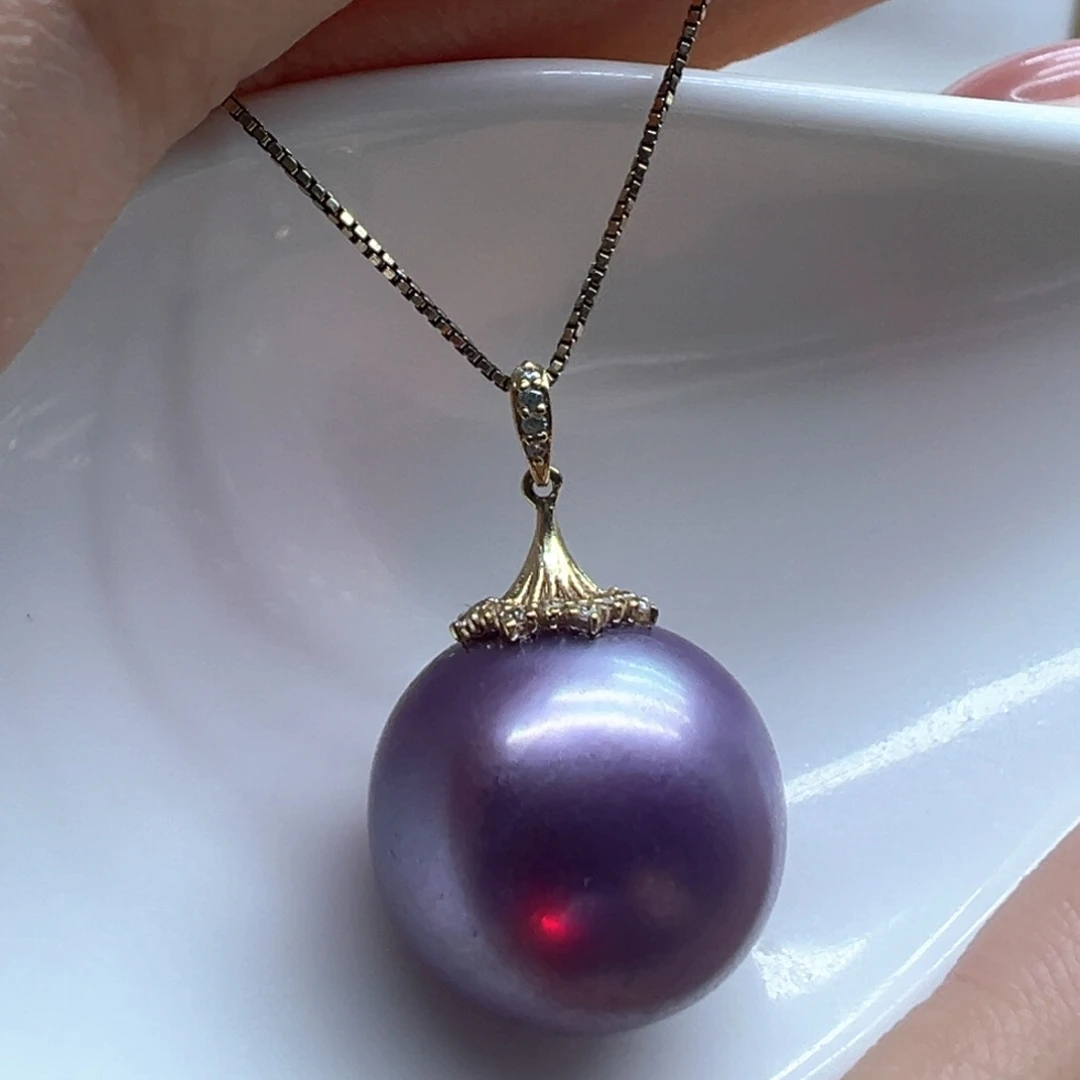 淡水珍珠18K金镶嵌吊坠(赠链)