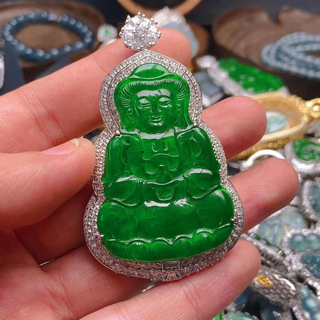 翡翠吊坠(不含链)银S925镶嵌641吊坠