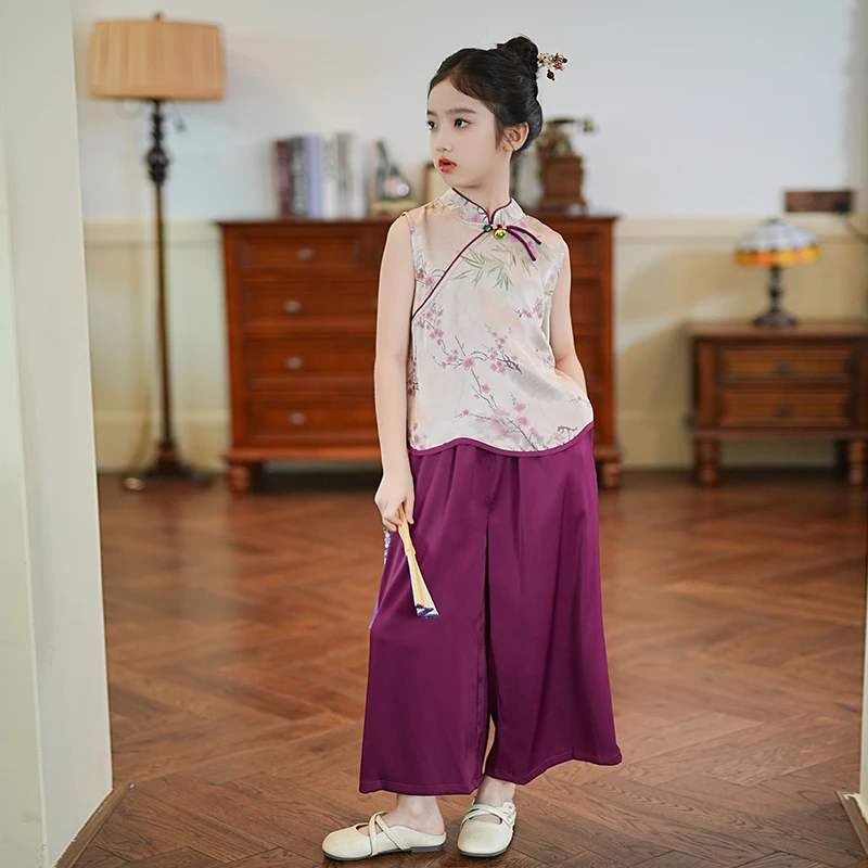 53366M【醉花间】女童新中式套装夏季2025新款童装中大童两件套