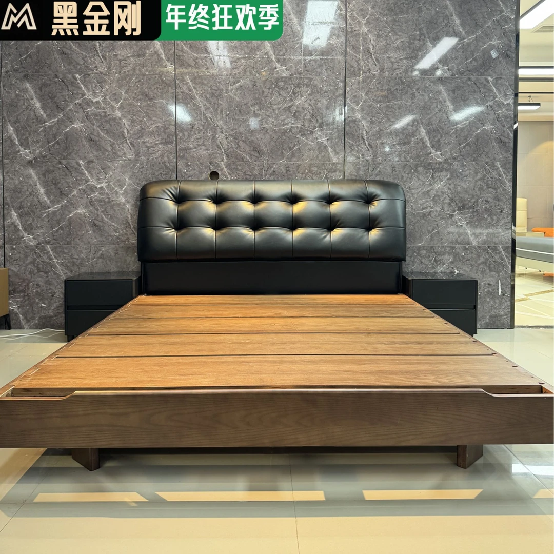 【黑金刚】高端轻奢爆款真皮主卧双人大床软包婚床门店卧室现货