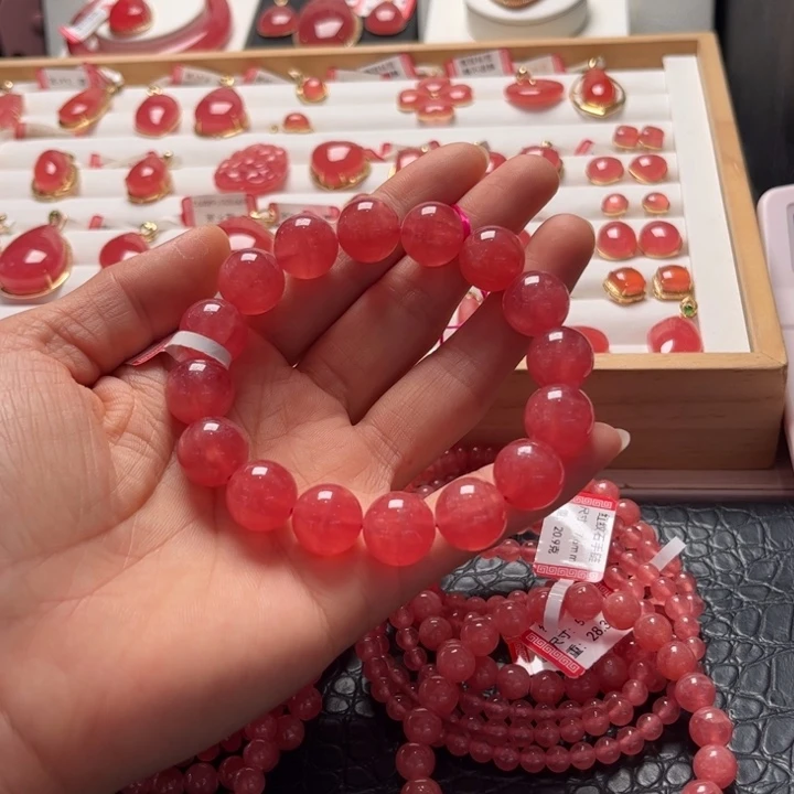 菱锰矿(红纹石)未镶嵌手绳