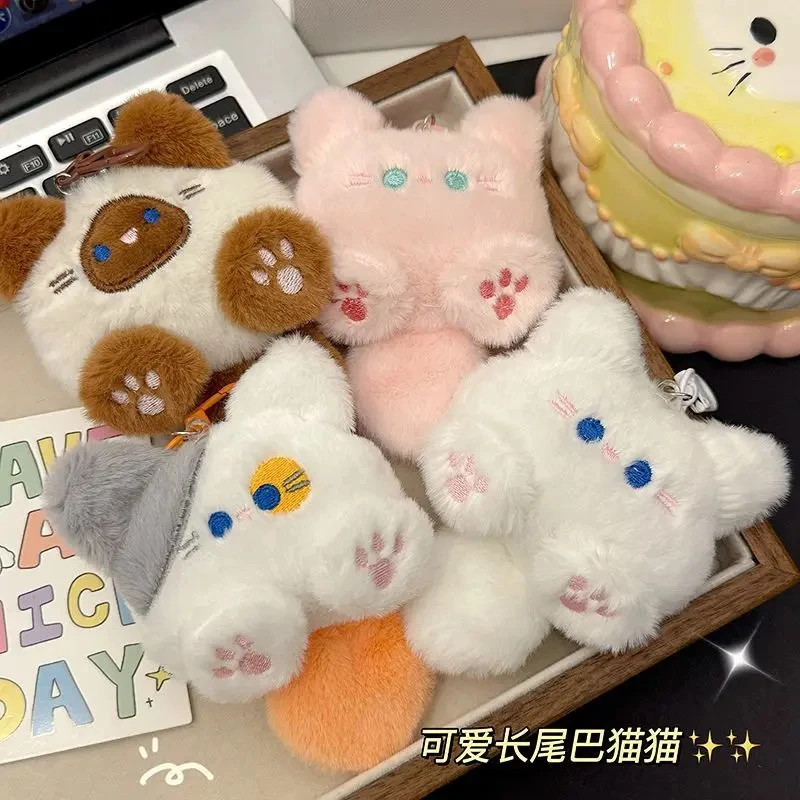 【重生】会吱吱叫可爱毛绒长尾巴猫钥匙扣挂件玩偶公仔书包饰品