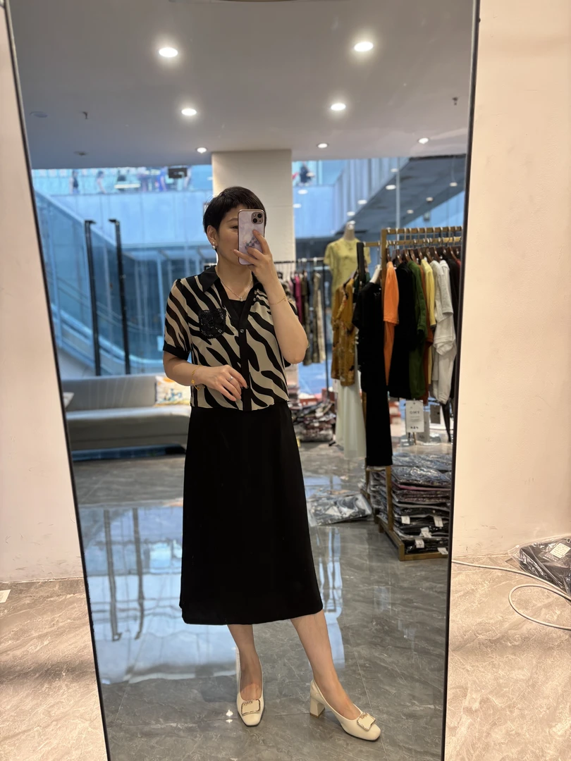 【丽丽家】夏季格纹拼接假两件显瘦时尚连衣裙241