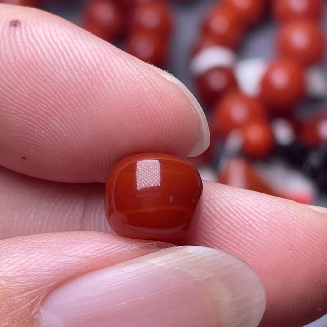 《***》南红玛瑙未镶嵌南红玉石10mm瓦西火焰纹老型单珠