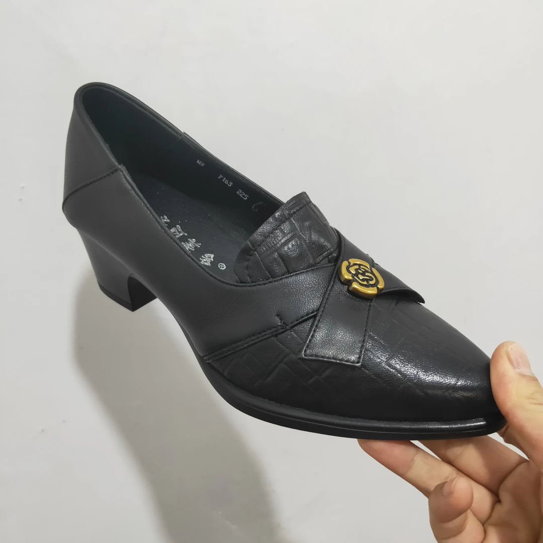 【头层羊皮】【老彭同学】尖头羊皮蝴蝶结粗跟单鞋7163