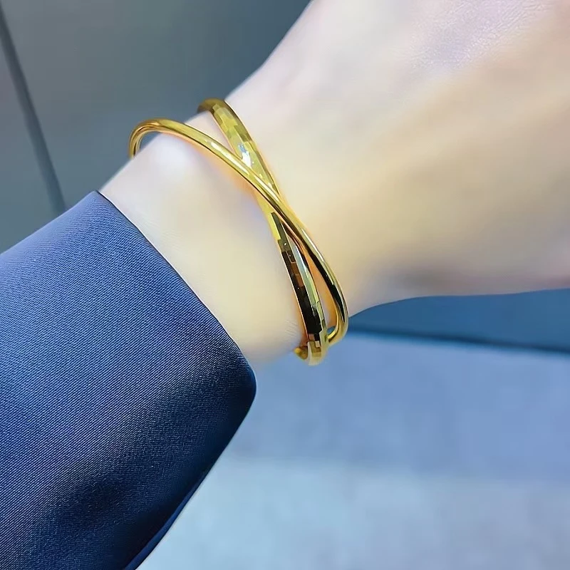 铜合金塑料手镯 【精工版蹦迪双环手镯】气质时尚百搭镯子