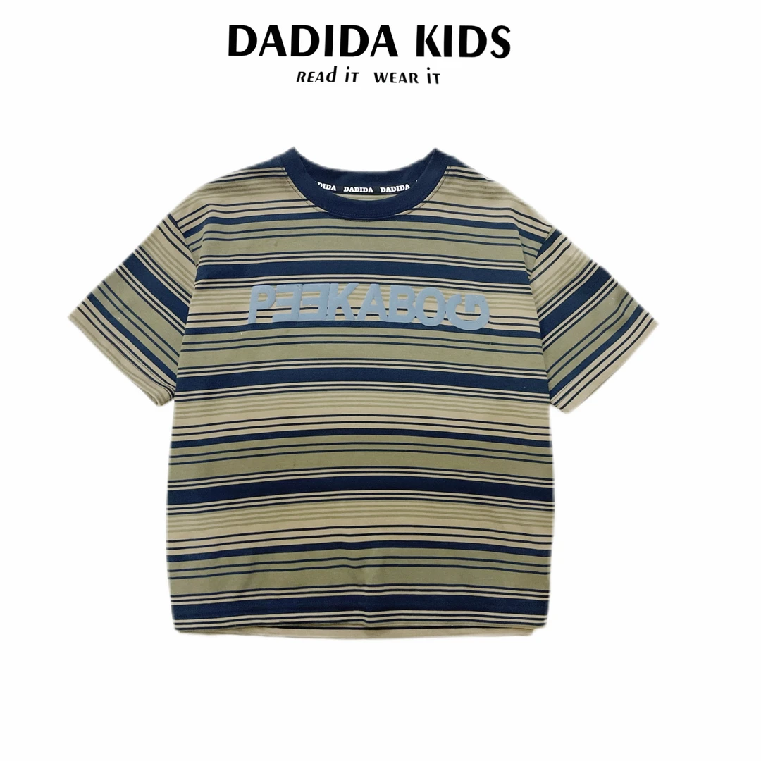dadida/嗒嘀嗒夏季圆领经典细条纹时尚休闲T恤805101405