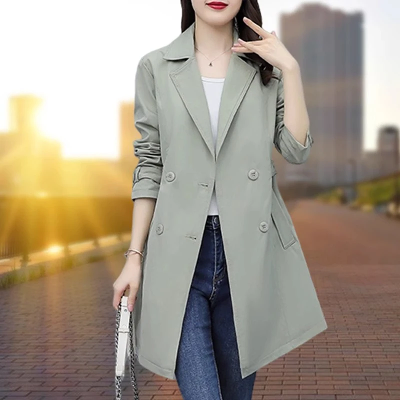 【官方品牌】女士风衣春秋2025年新款大码时尚气质中长款小个子外套